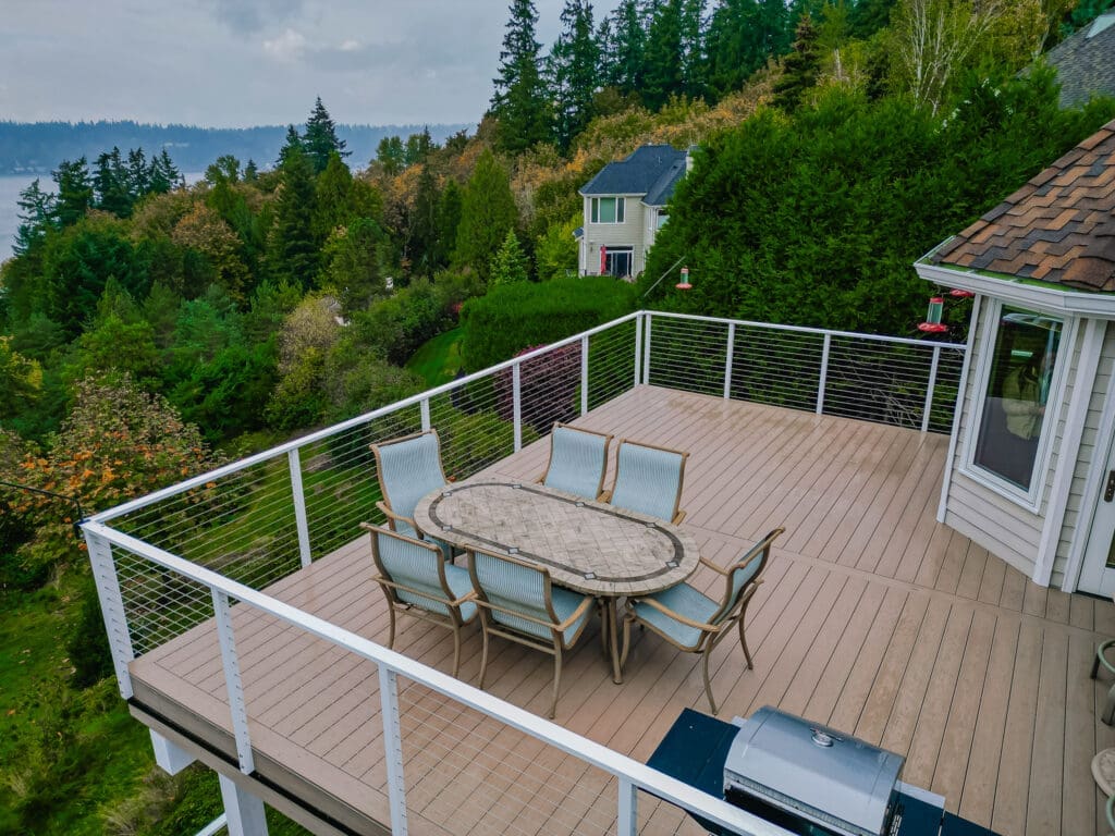Cable railing installation by Maisy Railing