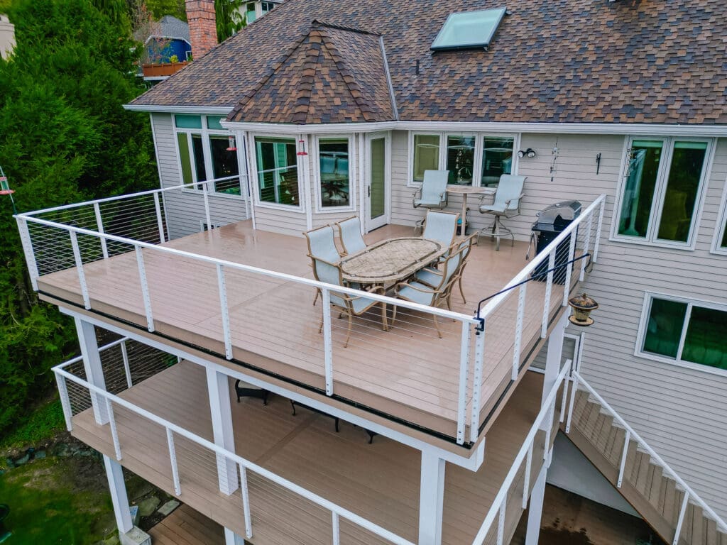 Cable railing installation by Maisy Railing